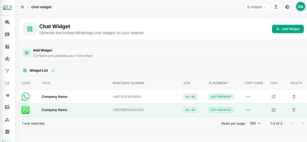 Chat Widget Configuration
