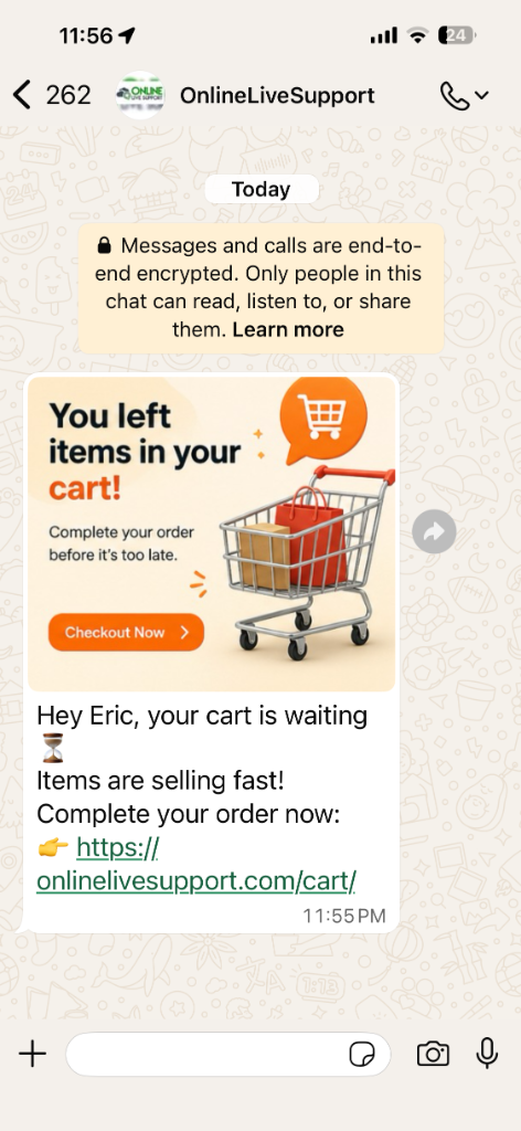 Cart Abandonment WhatsApp Notification
