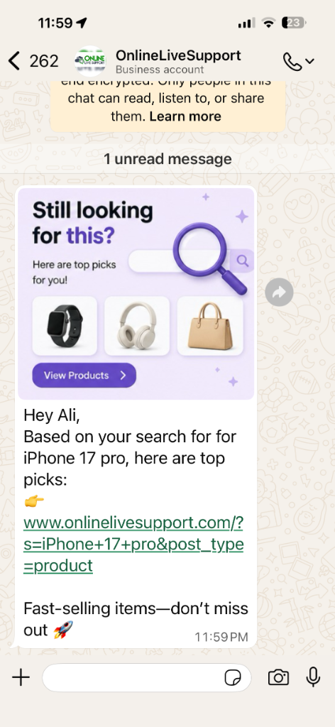 Search Abandonment WhatsApp Intent